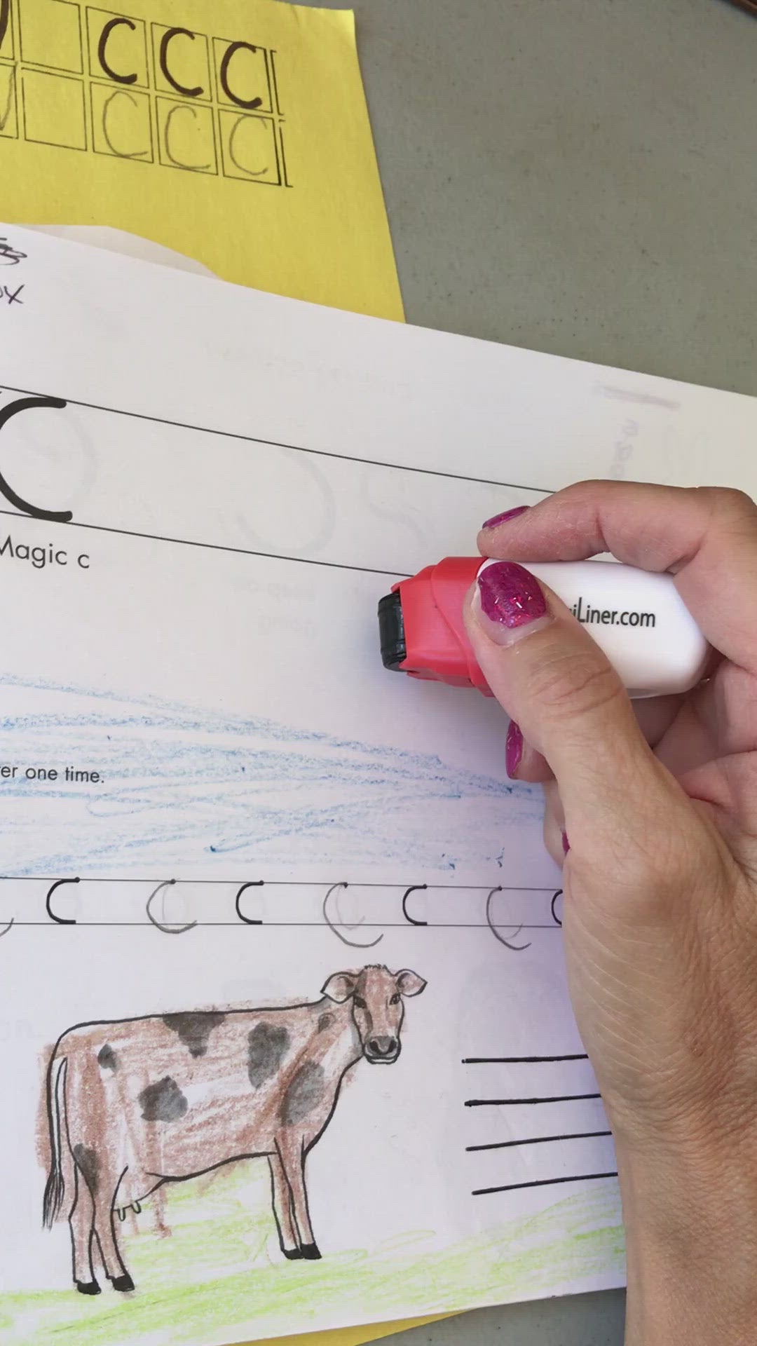 LegiLiner Self-Inking Teacher Stamp-3/8 inch Double Solid Handwriting Lines Roller Stamp